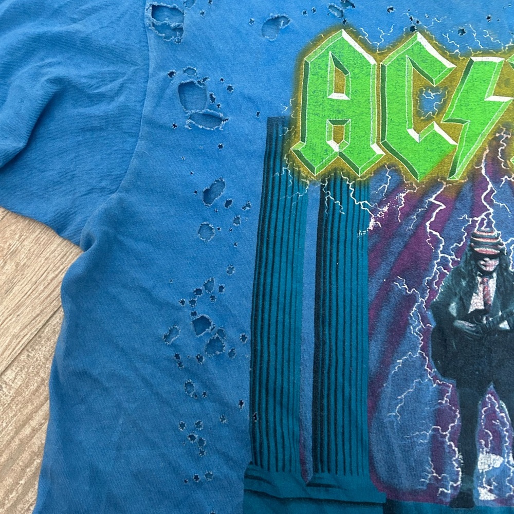AC/DC Tour 86 Blue vintage oversized shirt - Picture 4 of 6